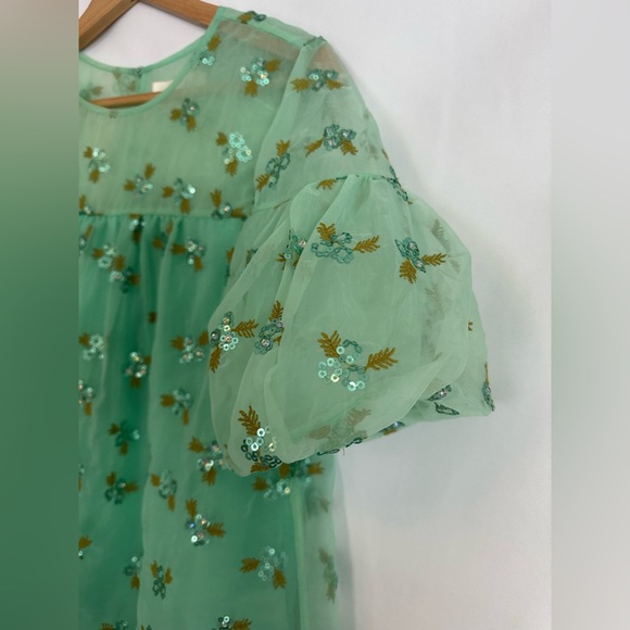 ANTHROPOLOGIE Sabine Puff Sleeve Beaded Blouse EUC Size 4 - Picture 3 of 10